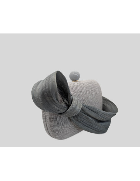 Bolso de mano gris con lazada gris - Bolsos de fiesta - 4