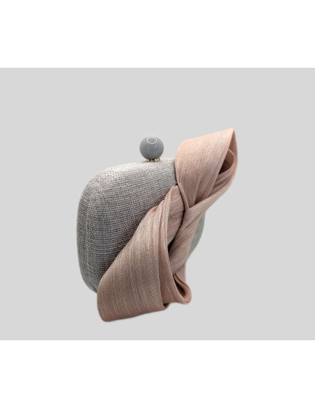 Bolso de fiesta gris con lazada rosa claro - Bolsos de fiesta - 1
