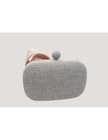 Bolso de fiesta gris con lazada rosa claro - Bolsos de fiesta - 4