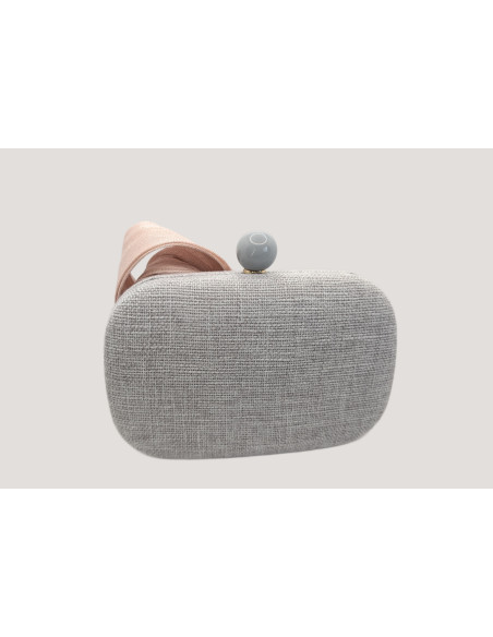 Bolso de fiesta gris con lazada rosa claro - Bolsos de fiesta - 4