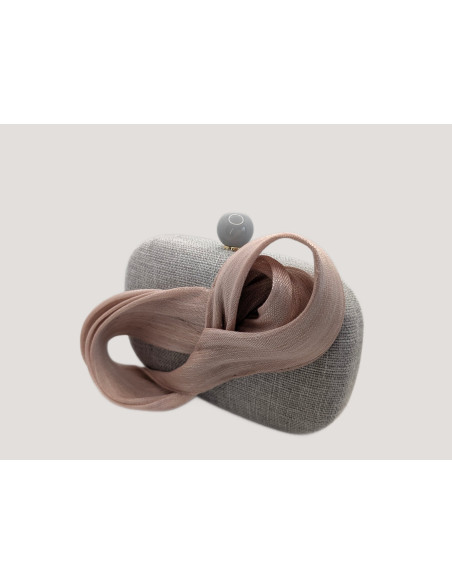Bolso de fiesta gris con lazada rosa claro - Bolsos de fiesta - 5