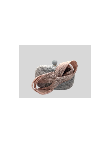 Bolso de fiesta gris con lazada rosa claro - Bolsos de fiesta - 6