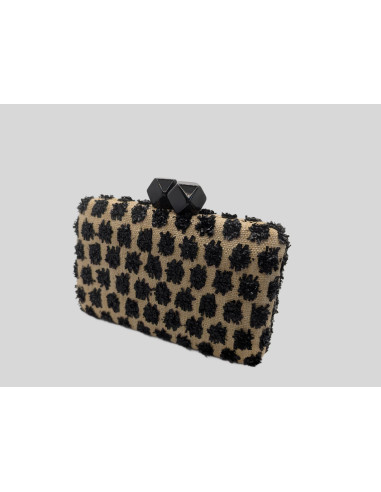 Bolso Clutch beige con detalles negros invitada perfecta - Tienda - 3