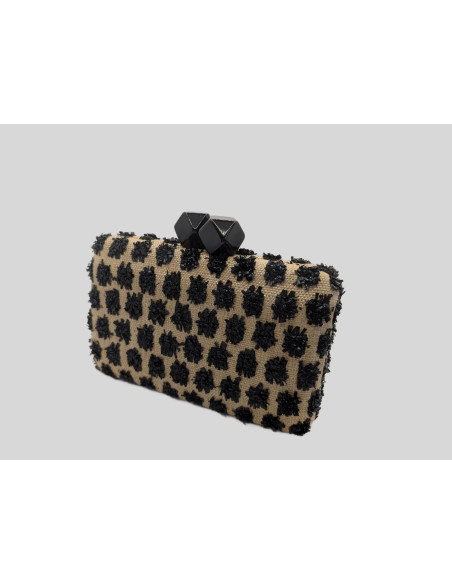 Bolso Clutch beige con detalles negros invitada perfecta - Tienda - 3