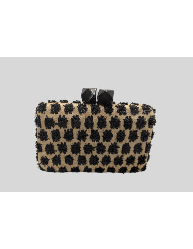 Bolso Clutch beige con detalles negros invitada perfecta - Tienda - 1