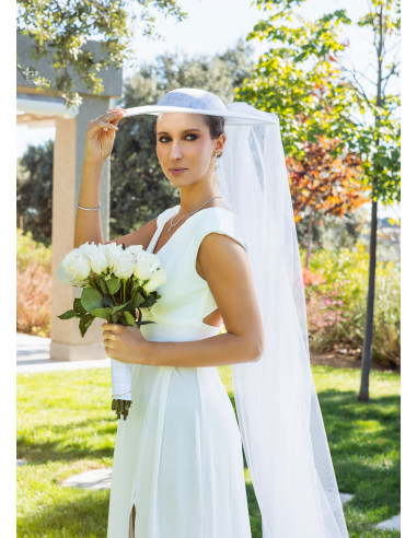 Special bride hat white with large veil - Shop - 1