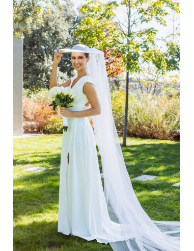 Special bride hat white with large veil - Shop - 7