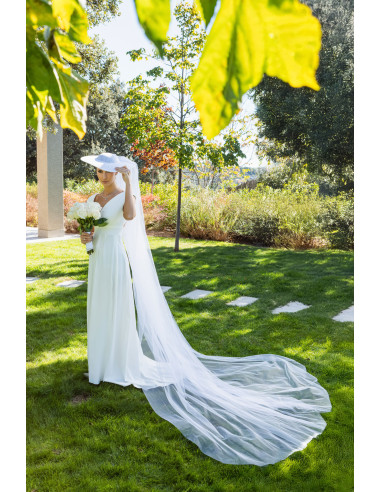 Special bride hat white with large veil - Shop - 2
