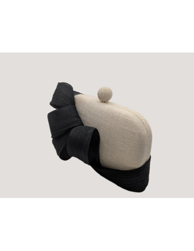 Bolso de mano crudo con lazada negro - Tienda - 2