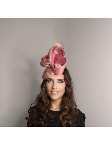 Woman wedding fascinator coral and light pink - Wedding hats for women - 2