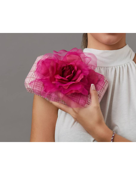 Light pink royal Ascot handbag with flower - Clutch bags - 1