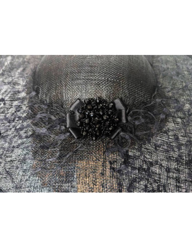 Black Kentucky derby hat with veil - Wedding hats for women - 5
