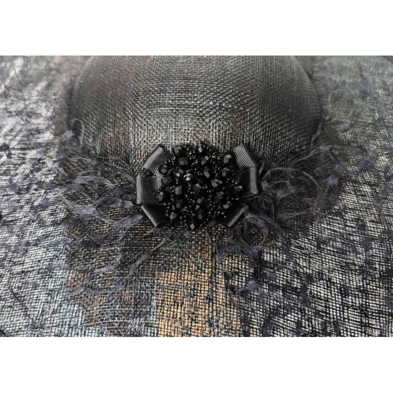 Black Kentucky derby hat with veil - Wedding hats for women - 5