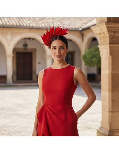 Lady Tea Party hat red with feather - Wedding hats for women - 3