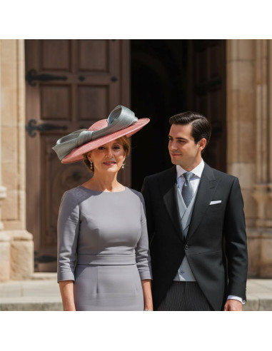 Elegant Grey and Nude pink Royal wedding hat for woman - Wedding hats for women - 3