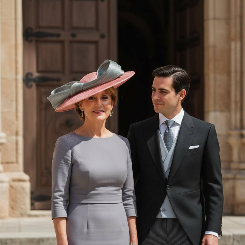 Elegant Grey and Nude pink Royal wedding hat for woman - Wedding hats for women - 3 Elegant Grey and Nude pink Royal wedding hat for woman - Wedding hats for women - 3