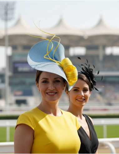 Sky blue and Yellow Kentucky derby hat - Wedding hats for women - 2