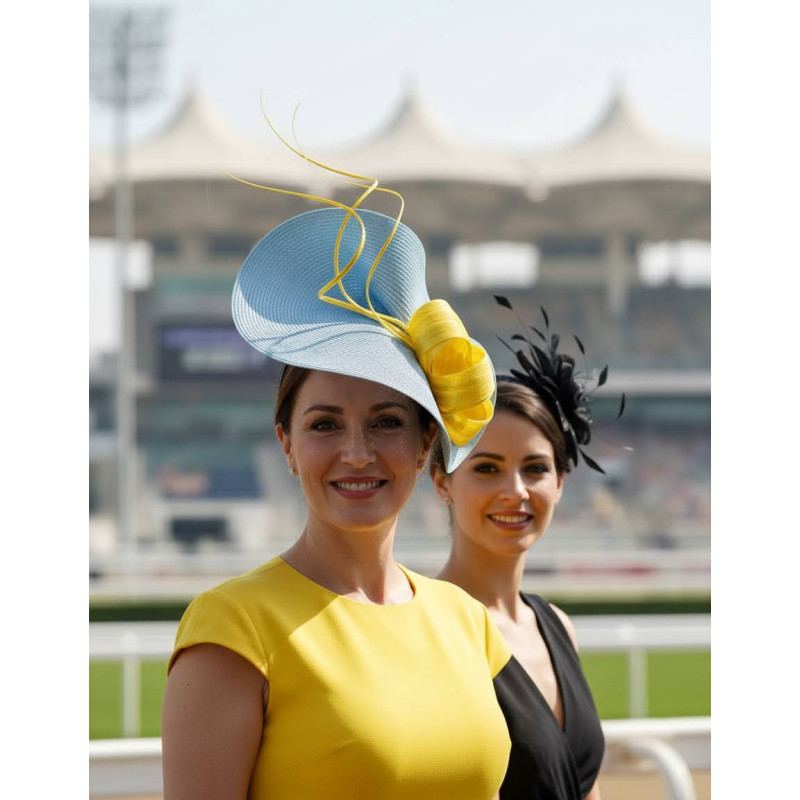 Sky blue and Yellow Kentucky derby hat - Wedding hats for women - 2 Sky blue and Yellow Kentucky derby hat - Wedding hats for women - 2
