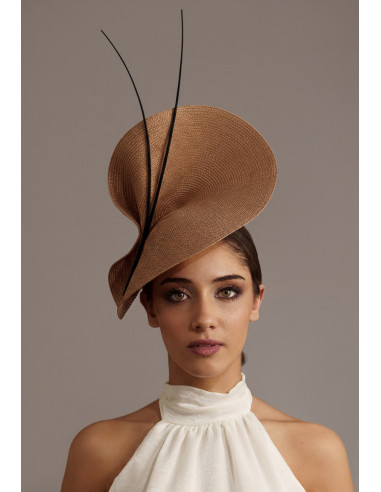 Tocado para madrina de boda beige y negro - Pamelas y Tocados para madrinas - 3