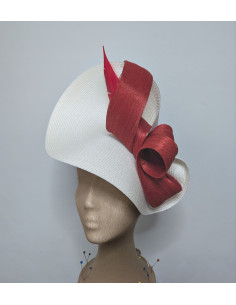 Elegant ivory and red customised hat and bag set - Bridal Hats & Fascinators - 1 2
