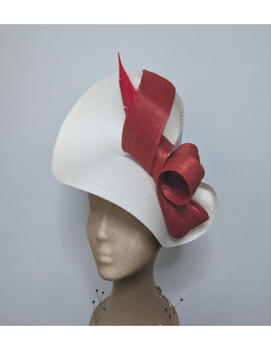 Elegant ivory and red customised hat and bag set - Bridal Hats & Fascinators - 2