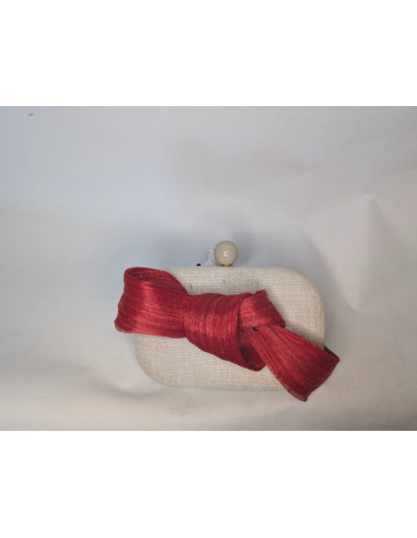 Elegant ivory and red customised hat and bag set - Bridal Hats & Fascinators - 3