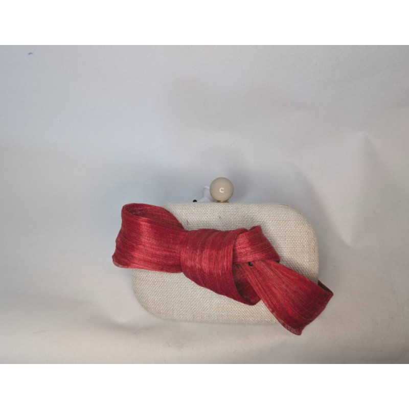 Elegant ivory and red customised hat and bag set - Bridal Hats & Fascinators - 3 Elegant ivory and red customised hat and bag set - Bridal Hats & Fascinators - 3