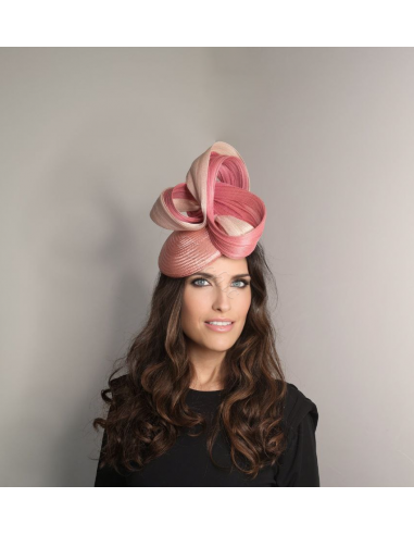 Woman wedding fascinator coral and light pink - Wedding hats for women - 3