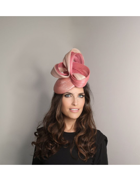 Woman wedding fascinator coral and light pink - Wedding hats for women - 3