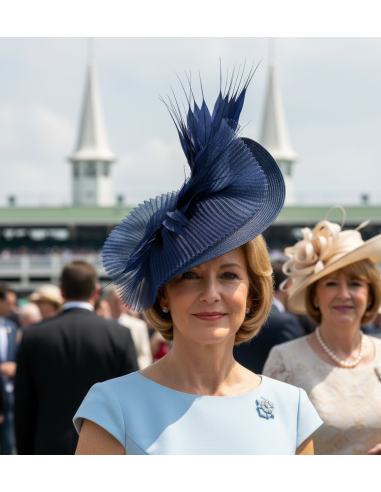 Navy blue Kentucky Derby fascinator hat for woman - Wedding hats for women - 3