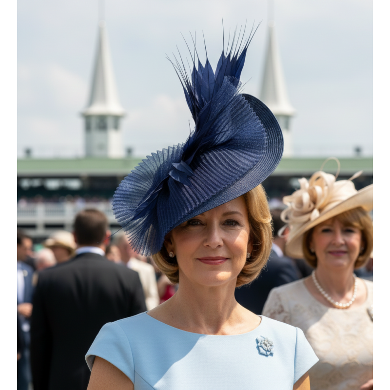 Navy blue Kentucky Derby fascinator hat for woman - Wedding hats for women - 3 Navy blue Kentucky Derby fascinator hat for woman - Wedding hats for women - 3