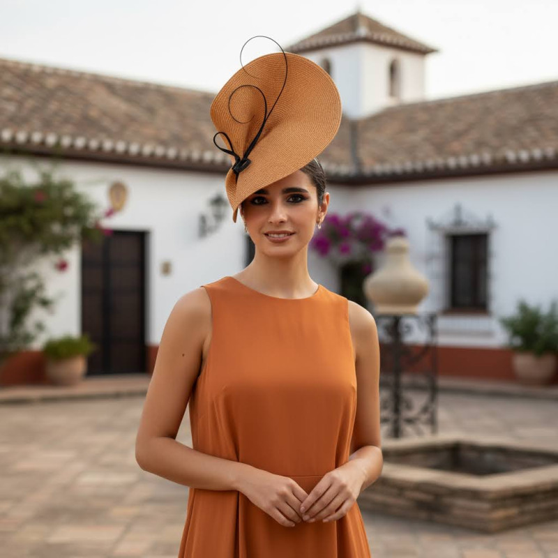 Elegant Camel and black Ascot fascinator hat - Wedding hats for women - 5 Elegant Camel and black Ascot fascinator hat - Wedding hats for women - 5