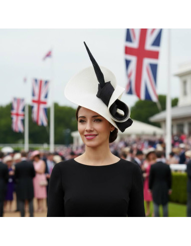 Woman Oaks feathers hat cream and black - Bridal Hats & Fascinators - 1