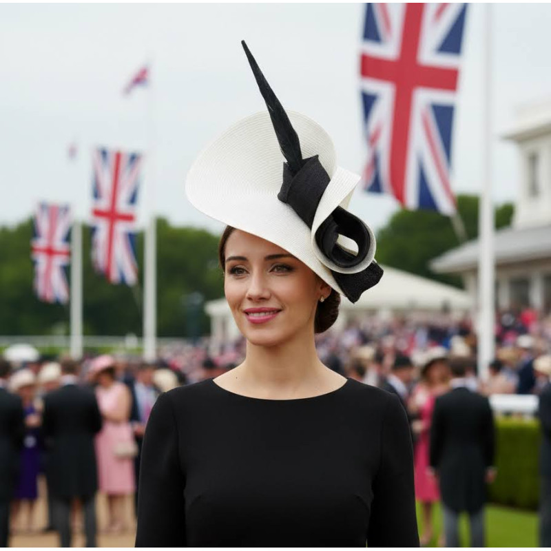 Woman Oaks feathers hat cream and black - Bridal Hats & Fascinators - 1