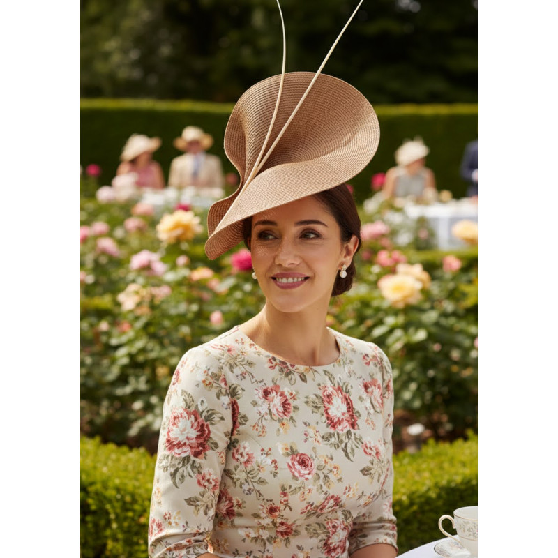 Cream and camel wedding guest hat - Wedding hats for women - 3