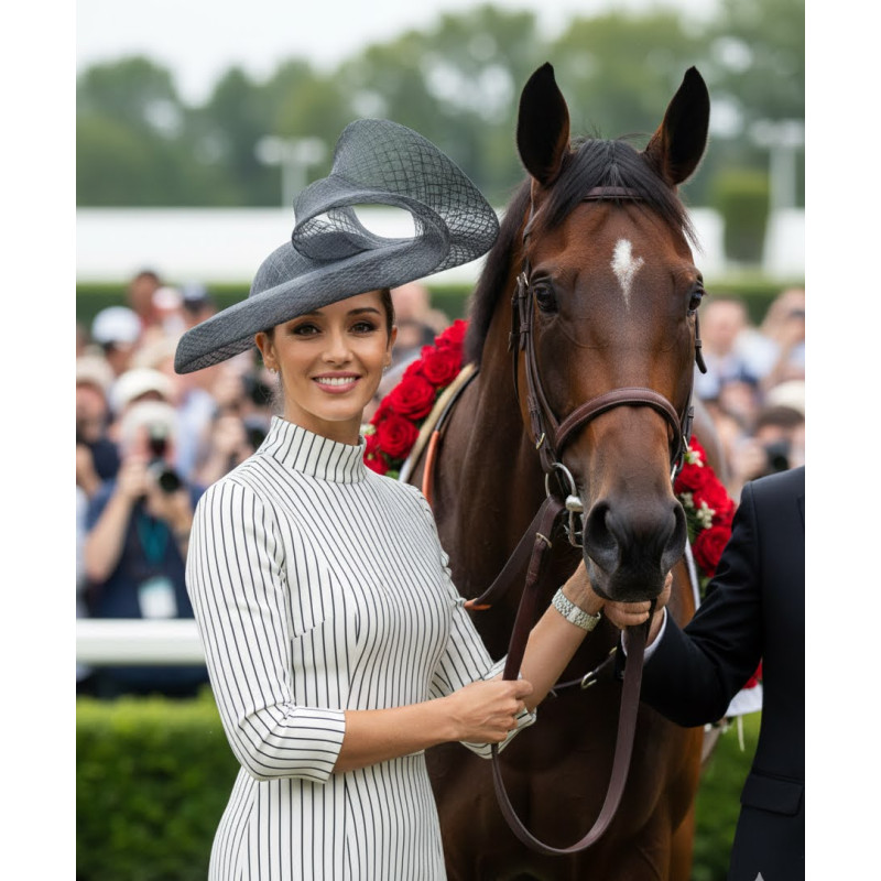 Women Black Royal Ascot hat - Wedding hats for women - 1