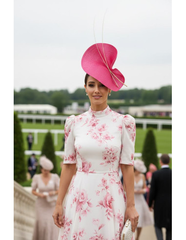 Pink and white fascinator - Woman hats for the Horse races - 5