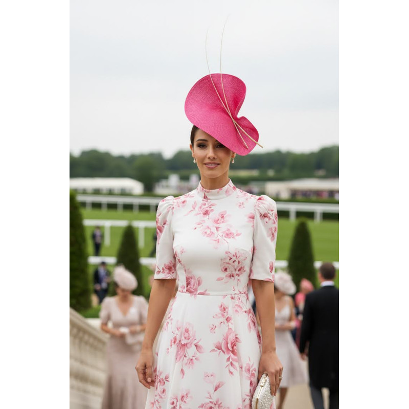 Pink and white fascinator - Woman hats for the Horse races - 5