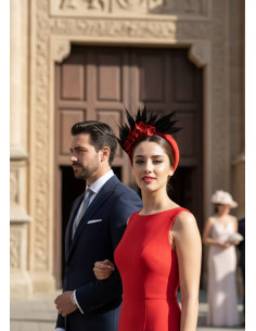 Lady Tea Party headband fascinator hat red with feathers - Cocktail hats for women - 2