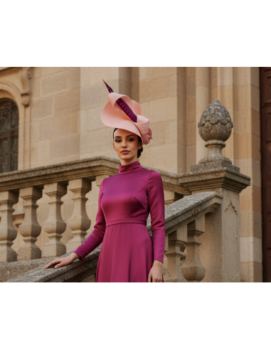 Blush Pink and fucshia Royal Ascot fascinator hat for woman - Wedding hats for women - 2