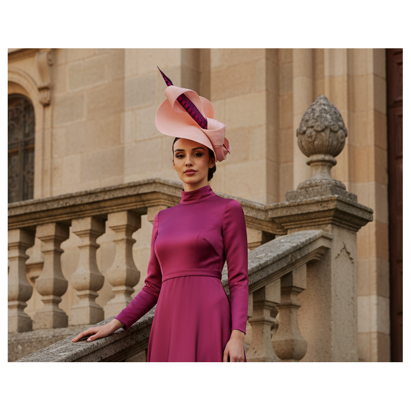Blush Pink and fucshia Royal Ascot fascinator hat for woman - Wedding hats for women - 2 Blush Pink and fucshia Royal Ascot fascinator hat for woman - Wedding hats for women - 2