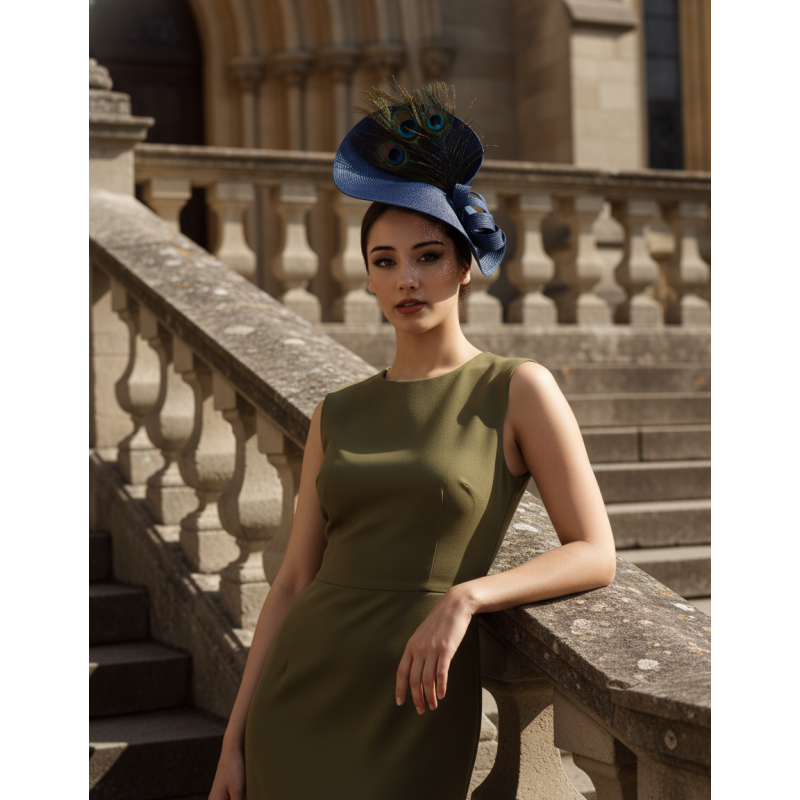Woman Navy blue feathers Ascot fascinator - Shop - 2 Woman Navy blue feathers Ascot fascinator - Shop - 2