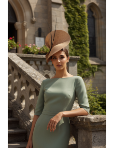 Beige and black fascinator for Royal Ascot races - Wedding hats for women - 1 2