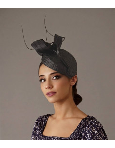 Tocado pequeño madrina de boda negro con plumas - Tienda - 1