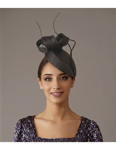 Tocado pequeño madrina de boda negro con plumas - Tienda - 3