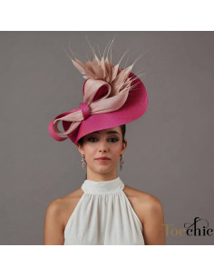 Kentucky Derby fascinator for ladies, fuchsia pink - Wedding hats for women - 1