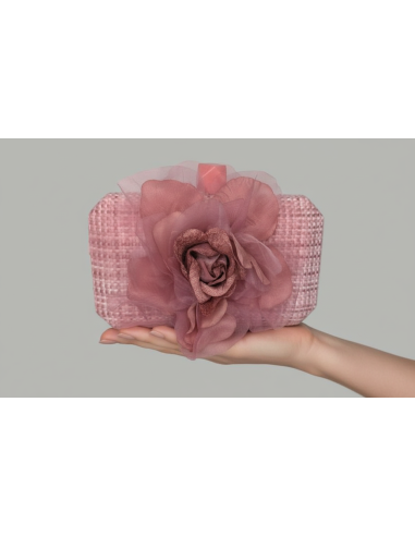 Nude pink Ascot handbag with flower - Shop - 1