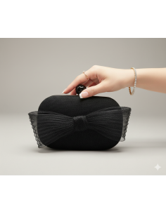 Black wedding bag with bow - Clutch bags - 1