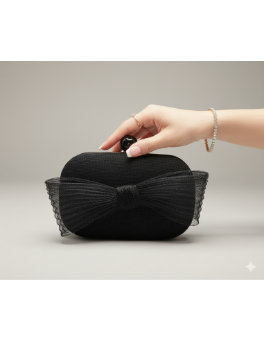 Black wedding bag with bow - Clutch bags - 1