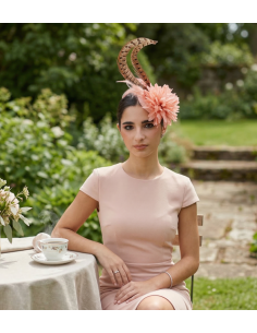 Woman wedding percher hat pink and brown - Wedding hats for women - 1 2